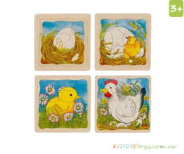 Детские пазлы из дерева, 4 слоя=4 картинки для сборки,Goki